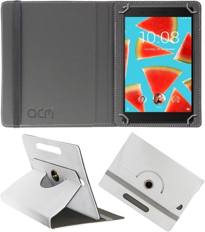 ACM Flip Cover for Lenovo Tab 7 7504x  (White, Cases with Holder, Pack of: 1)