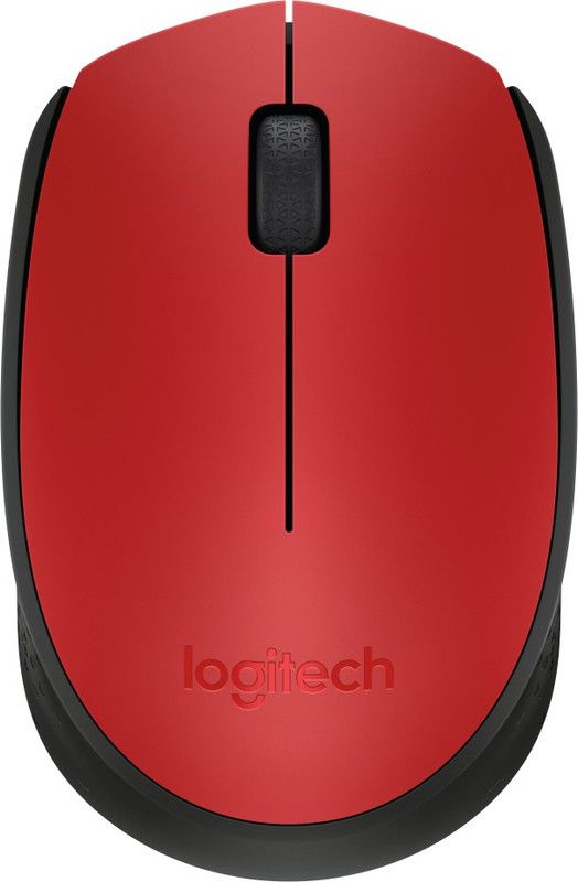 Logitech M171 / Optical Tracking, Ambidextrous Wireless Optical Mouse  (2.4GHz Wireless, Red, Black)