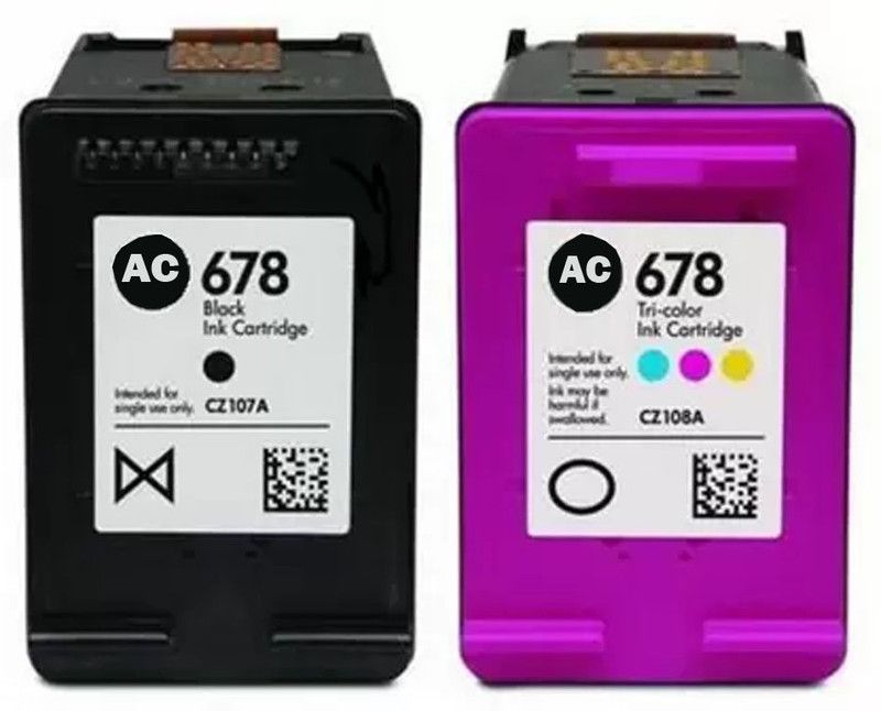 AC 678 COMBO PACK INK CARTRIDGE ( C,M,Y,K ) 100% genuine product for adv 2645,4515,3545,1515,ink jet printer Multi Color Ink Cartridge (Black, Cyan, Yellow, Magenta) Tri-Color Ink Cartridge