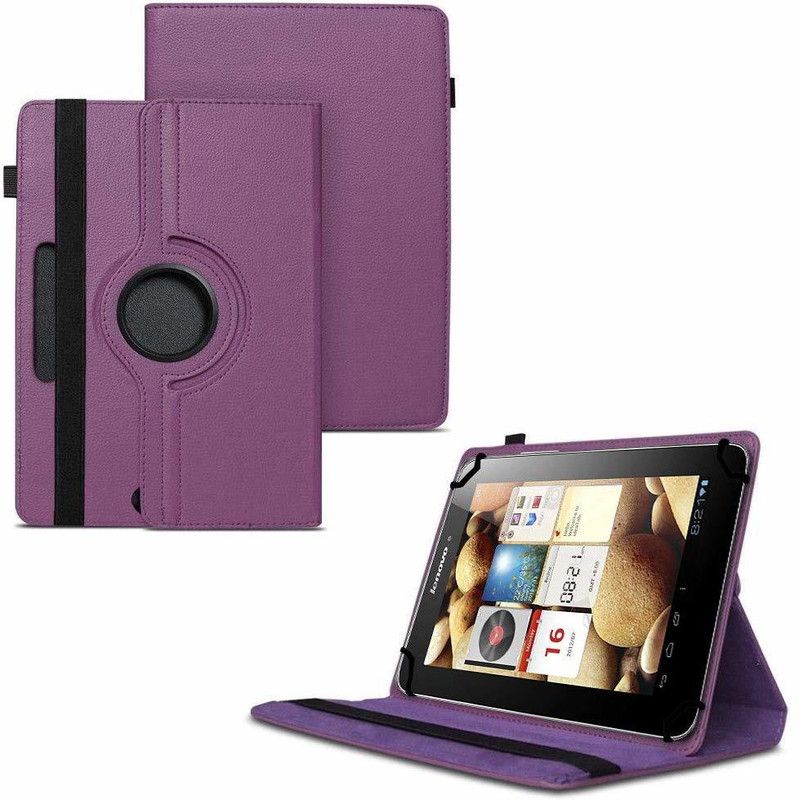 TGK Flip Cover for Lenovo A2107 7-Inch Tablet/ 360 Degree Rotating Universal Case With 3 Camera Hole  (Purple, Cases with Holder, Pack of: 1)