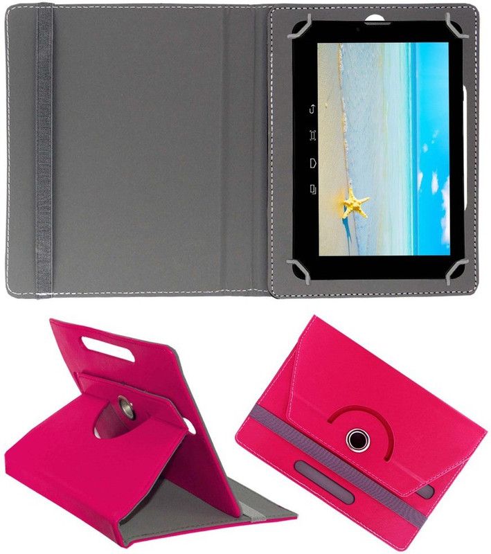 ACM Book Cover for Datawind Ubislate 7SC Star Rotating Case  (Pink, Pack of: 1)