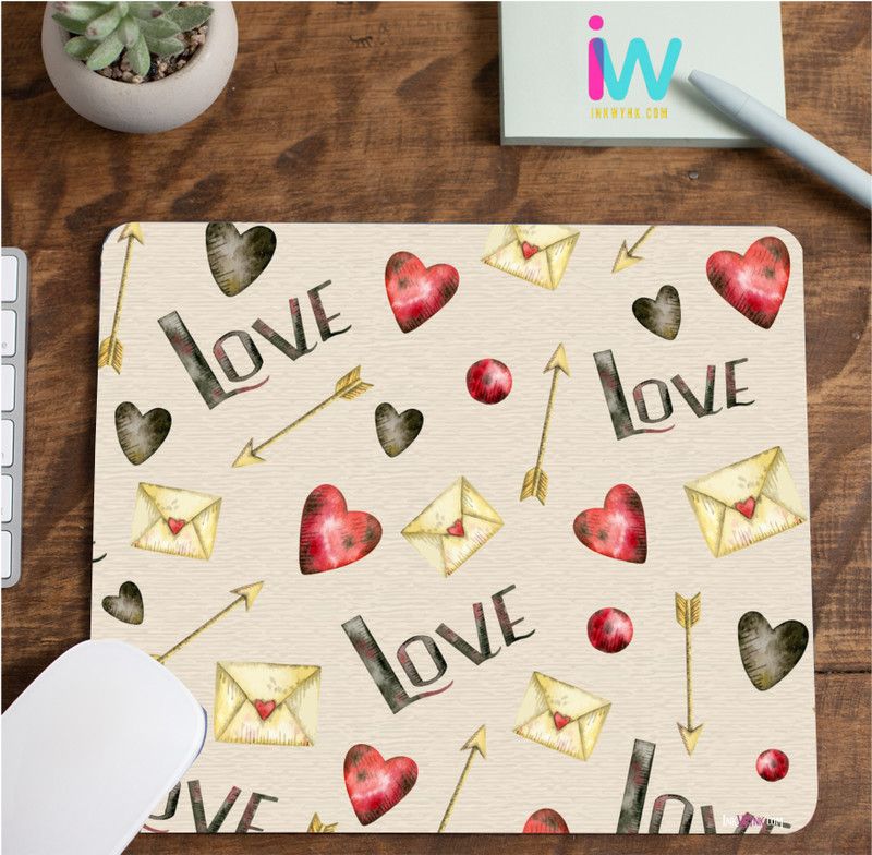 InkWynk Love Textured Laptop Computer Printed Mousepad  (Multicolor)