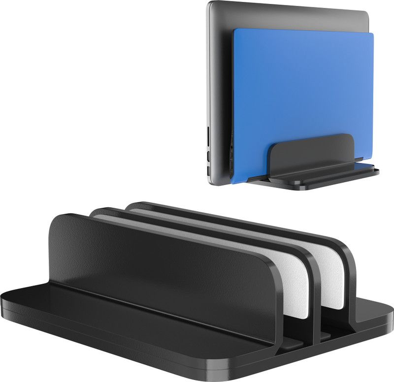 ELV DIRECT Vertical Laptop Stand Holder,Desktop Aluminum Lapdesk Laptop Stand with Adjustable Dock Size, Fits All Laptops Up to 17.3 inches(43.94cm), (BLACK) Laptop Stand