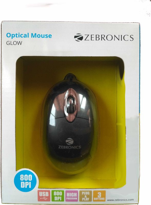 ZEBRONICS GLOW Wired Optical Mouse  (USB 2.0, Black)