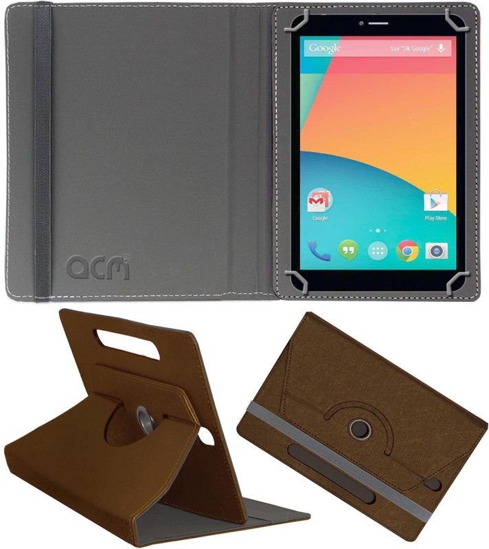 ACM Flip Cover for Domo Slate Ss4  (Brown, Cases with Holder, Pack of: 1)