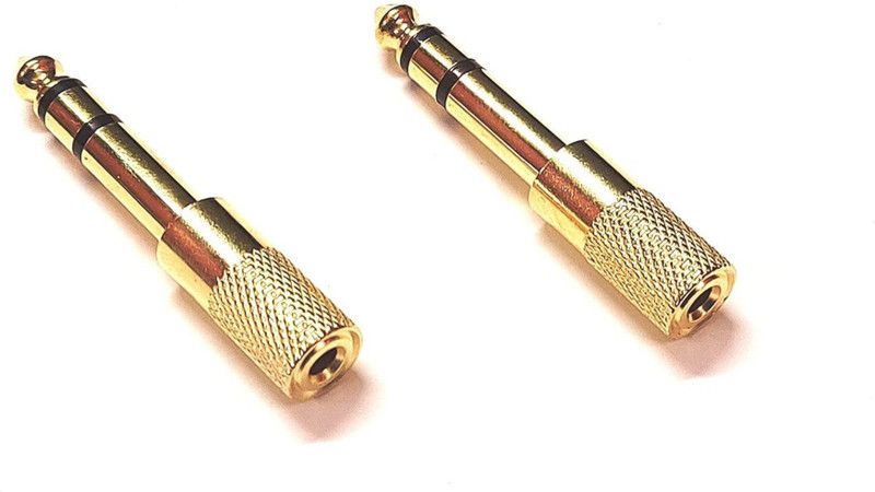 ERH India (Pack of 2) Gold Plated 6.35mm (1/4 inch) to 3.5 mm Male to Female Stereo Adapter 3.5-6.5 mm Pin  (Gold)