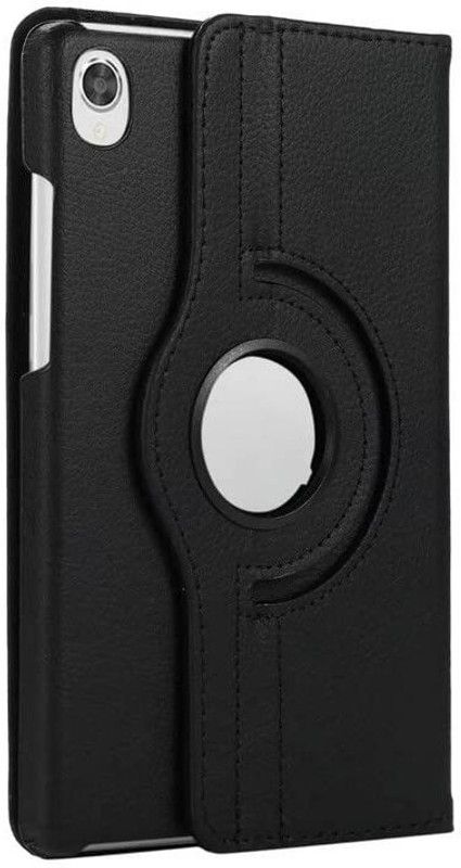 S-Softline Flip Cover for Nokia T10, Leather Rotate Flip Cover  (Black, Pack of: 1)