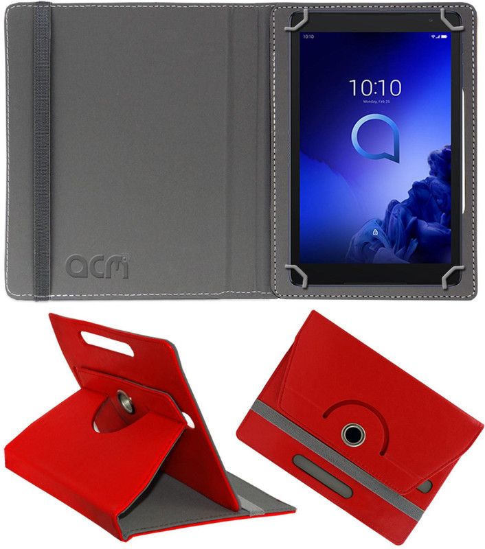 ACM Flip Cover for Alcatel 3t 10  (Red, Cases with Holder, Pack of: 1)