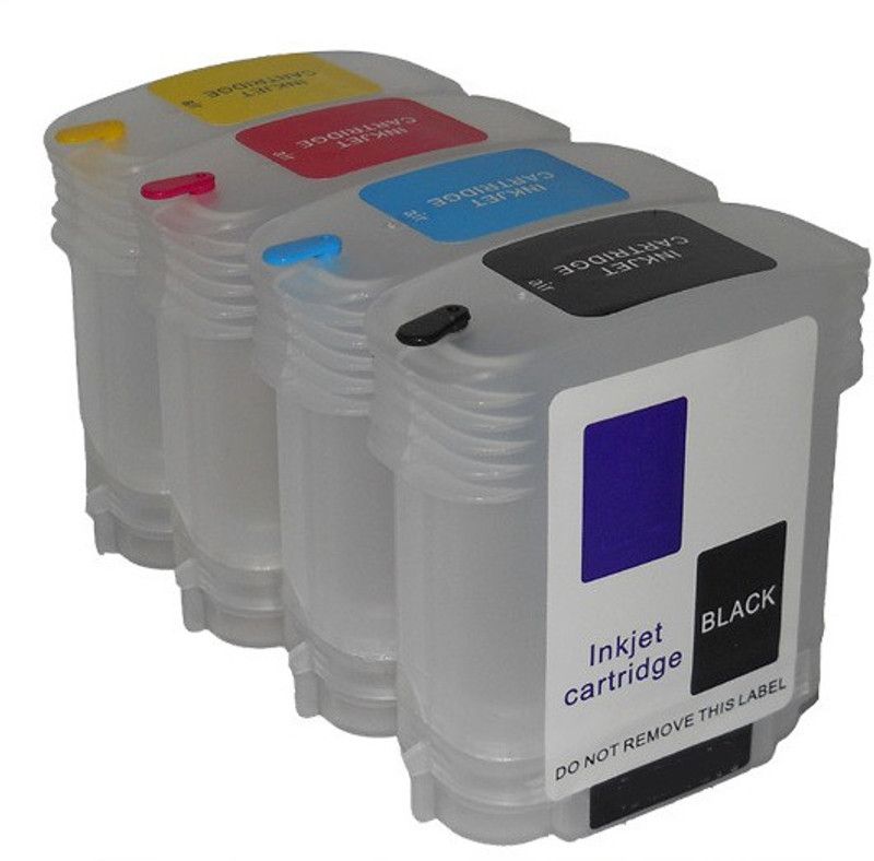 Dubaria Empty Refillable Cartridge For HP DesignJet 510 Printers Compatible With HP 82 All Four Colors Black + Tri Color Combo Pack Ink Cartridge