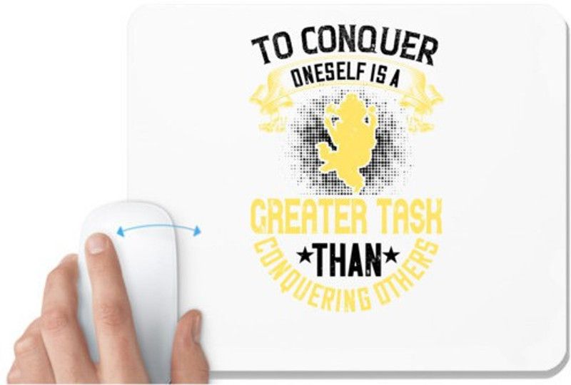 UDNAG White Mousepad 'Buddhism | To conquer oneself is a greater task than conquering others' for Computer / PC / Laptop [230 x 200 x 5mm] Mousepad  (White)