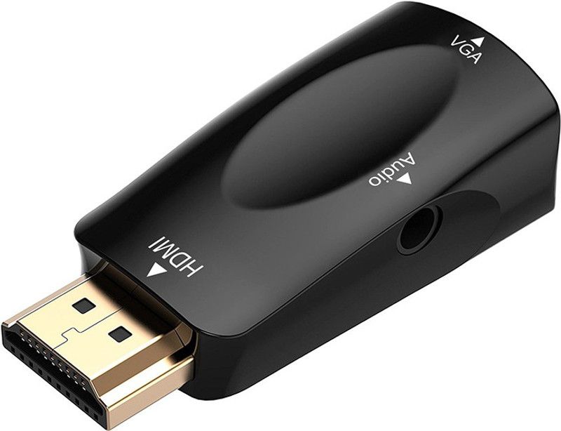 EVERYCOM Everycom HDMI Male to VGA Female + 3.5mm Audio - Black HDMI Male to VGA Female + 3.5mm Audio - Black HDMI Connector  (Black)