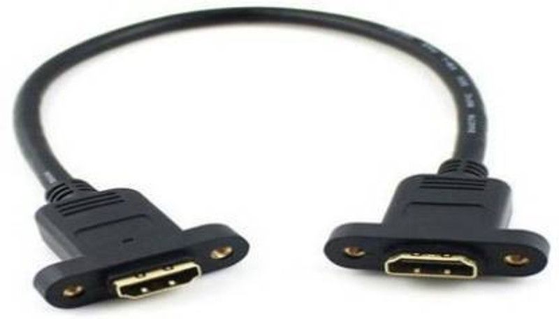 sarmus HDMI Cable 0.3 m Hdmi female to female panel mount cable 30cm  (Compatible with faceplate, pop up box, machine, Black, One Cable)