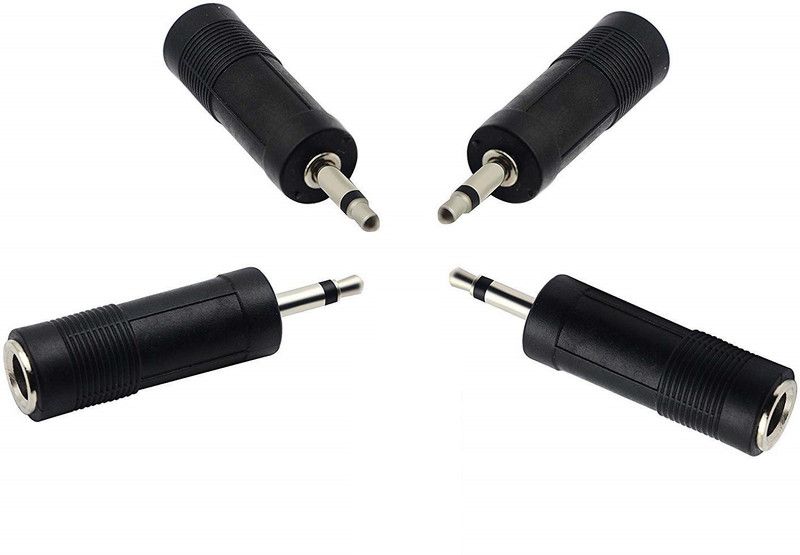 ankSONline 6.3mm Stereo Female to 3.5mm Stereo Male Headphone Microphone Audio Adapter Converter Use For Electric Pianos, Guitars, Mixer, Microphone, Smartphone, Headphones, MP3 player (Pack Of 4) 6.3mm Stereo Female to 3.5mm Stereo Male  (Black)