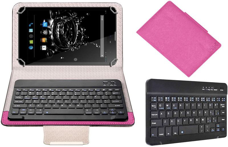 ACM Keyboard Case for Micromax Canvas Tab P650  (Pink, Cases with Holder)