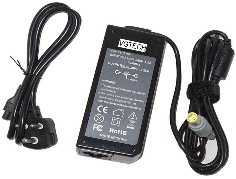 VGTECH Laptop Adapter compatable with Ibm Lenovo Edge 13 0492-3PK 65 W Adapter  (Power Cord Included)