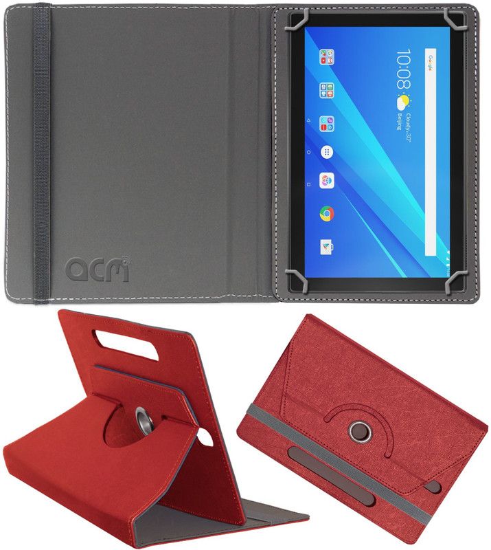 ACM Flip Cover for Lenovo Tab4 10  (Red, Cases with Holder)