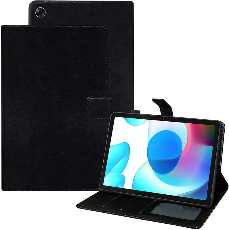 ELEF Wallet Case Cover for Ralme Pad 10.4 Inch 2021 Premium Leather Flip Cover with Viewing Stand 360 Degree Protection  (Black, Dual Protection, Pack of: 1)