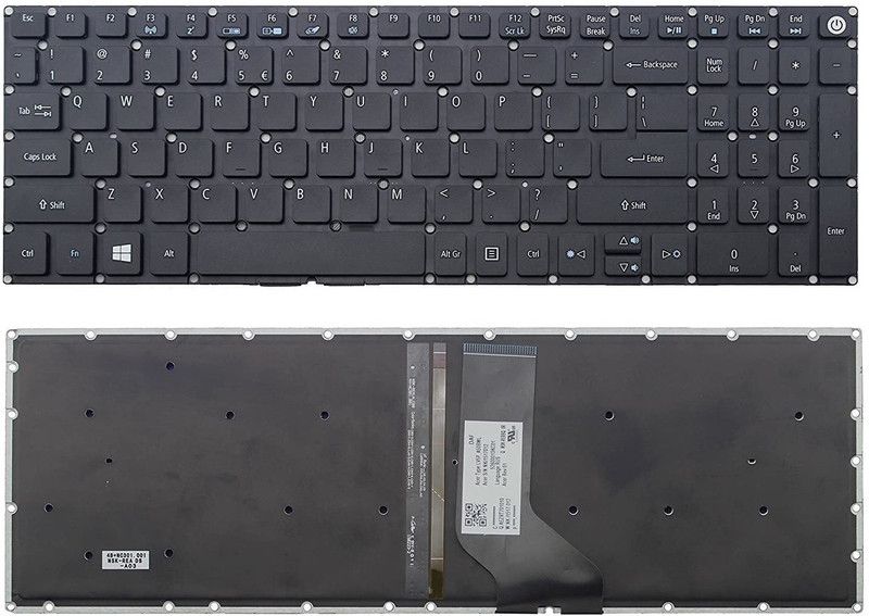 TechSio Aspire E5-523 E5-532 E5-552 E5-573 E5-574 E5-575 E5-576 E5-752 Backlight Internal Laptop Keyboard  (Black)