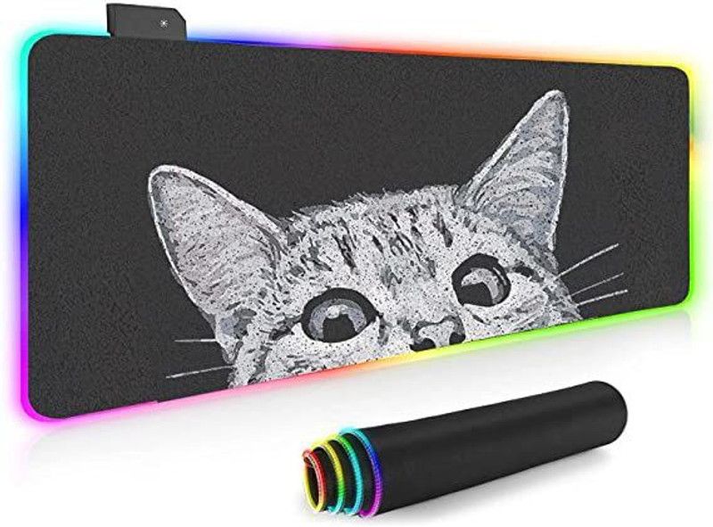 Urban Infotech RGB Gaming MousePad Large Extended Keyboard Pad USB Plug & Play Anti Slip Pad Mousepad  (Cat RGB Mat)