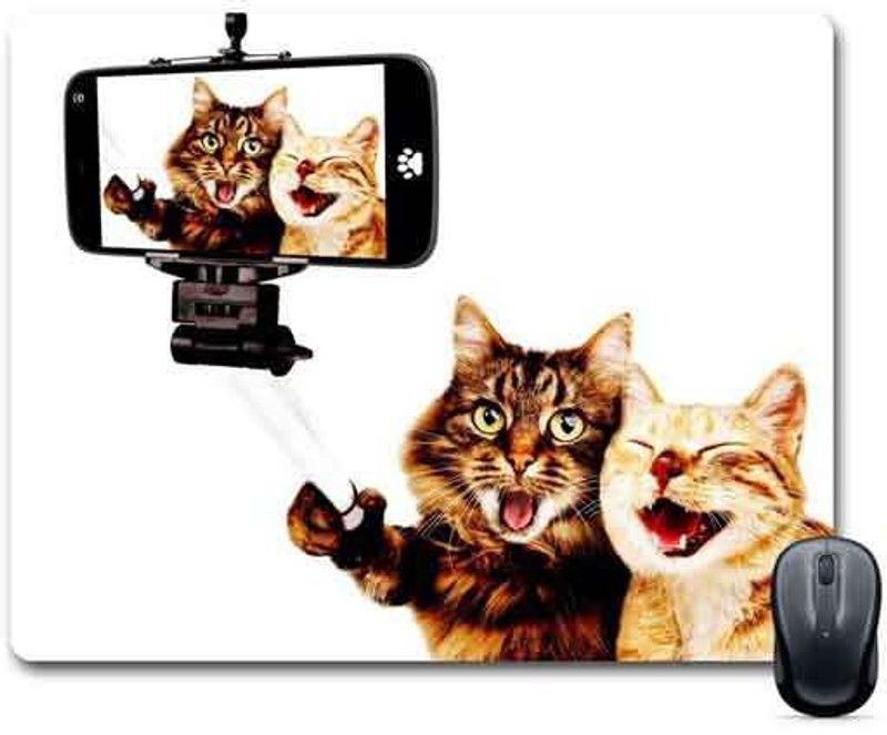 FABTODAY Designer Cats Selfie Anti-Skid Mouse Pad for Desktop, Laptop, Computer and Gaming (Product ID - 0162) Mousepad  (Multicolor)
