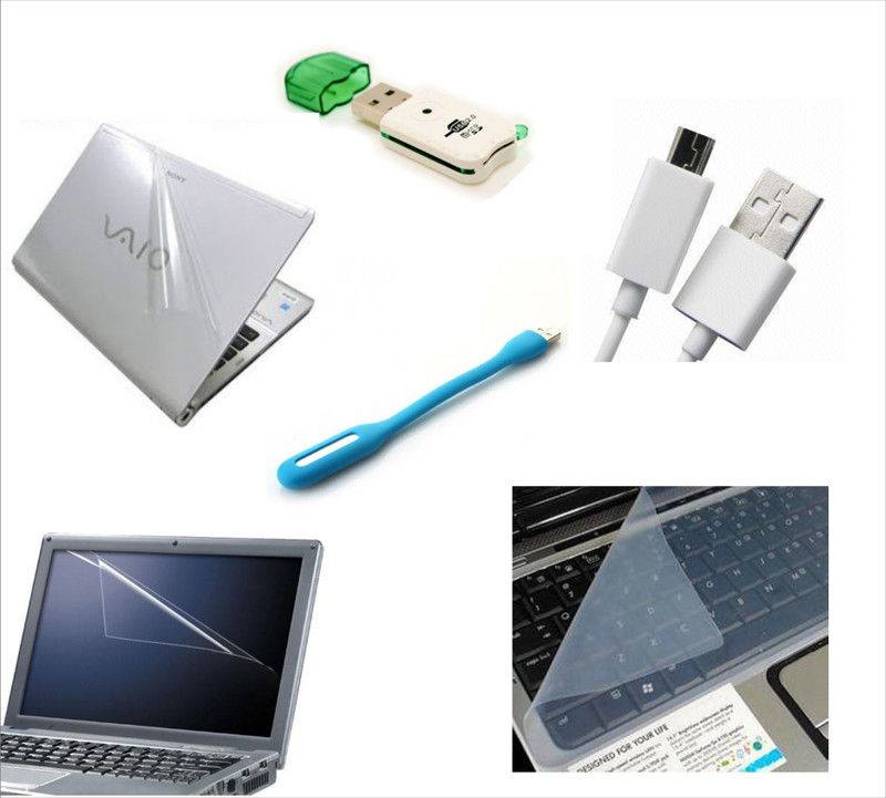 Namo Art Transparent Skin , USB LED, Screen Guard, Key Guard, Card Reader, USB Charging Cable for 15.6 inch Laptop Combo Set