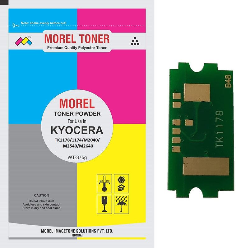 MOREL TK1178 TONER POWDER WITH TONER CHIP FOR USE IN KYOCERA TASKALFA TK1174 / M2040 / M2540 / M2640 TK1178 PRINTERS PACK OF 1 Black Ink Cartridge