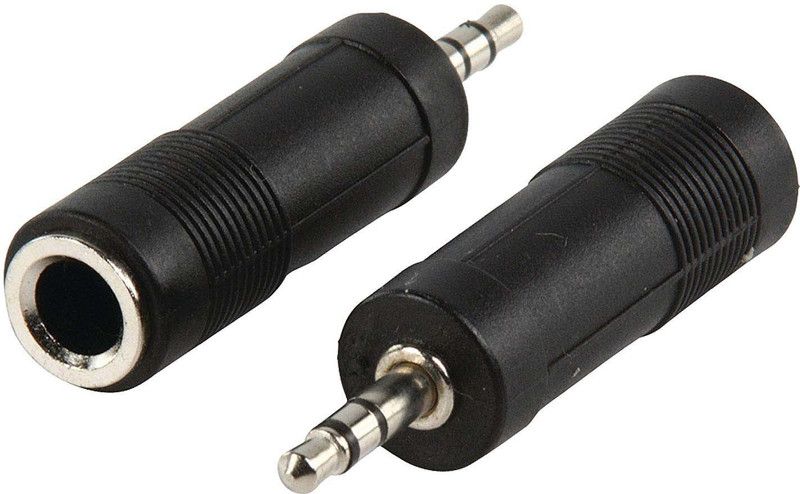 sriaarnika 2 Pieces 3.5mm Stereo Male to 6.3mm Female Adapter Converter 3.5mm Stereo Male to 6.3mm Female Adapter Converter  (Black)