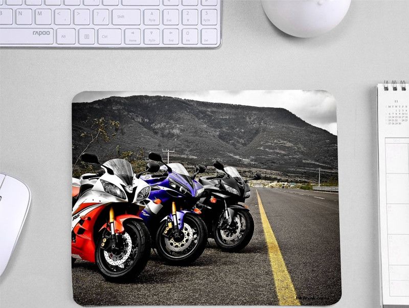 InkWynk Bikers Theme Non Slip Rectangular 3mm Mousepad  (Multicolor)