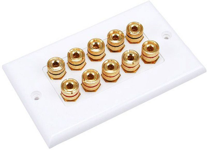 MX 8 SOCKET BANANA PLUG BINDING POST FEMALE Speaker Cable WALL PLATE FACEPLATE (114 X 70 mm) Dock  (White)