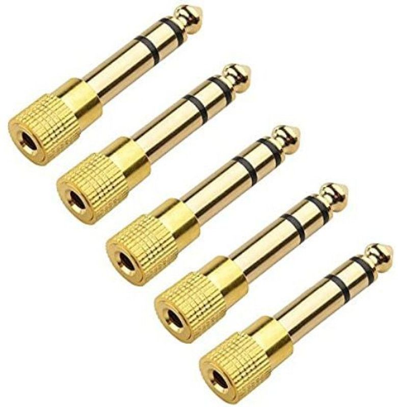 ERH India (Pack of 5) Headphone Jack Mono to Stereo Jack Converter - Golden Mono Stereo Golden  (Golden)