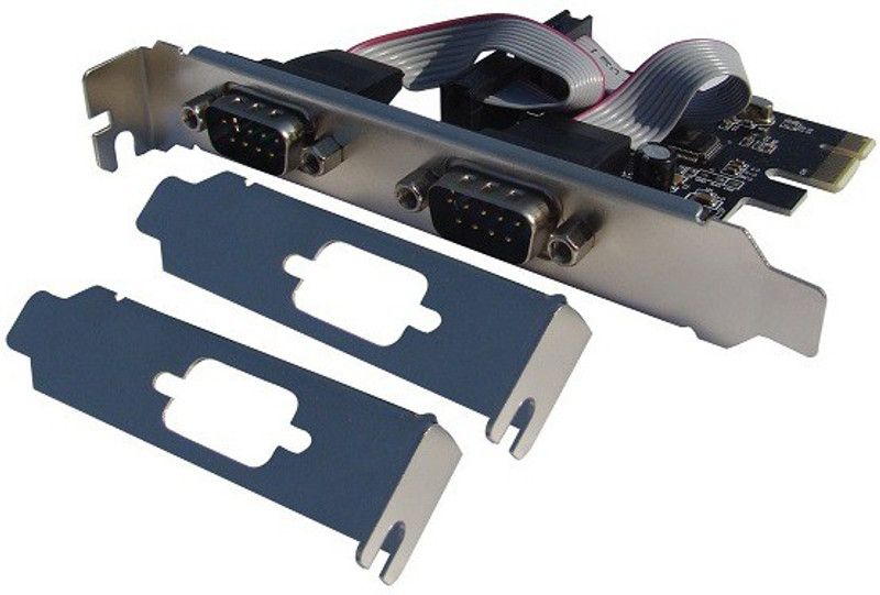 Nsinc PCI-E to 2 x RS232 (DB9) Serial Ports Card (Compatible with x1/x4/x8/x16 Slots) ER-1003 Network Interface Card  (Blue)