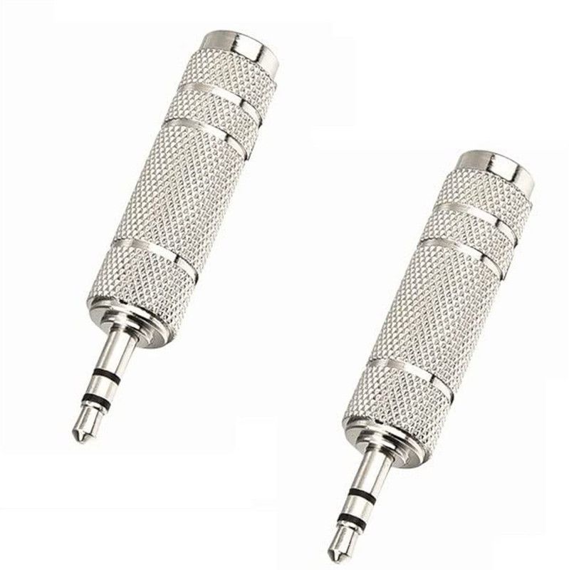 ERH India (Pack of 2) 3.5mm Stereo Male to 6.3mm Stereo Female Adapter Converter Stereo - Mono Silver  (white off)