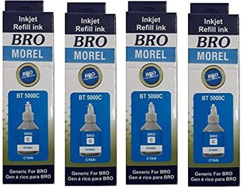 MOREL REFILL INK BT 5000C INK COMPATIBLE FOR USE IN BROTHER DCP T300, T500W, T700W, T800W INKJET PRINTER COLOR CYAN PACK 4 Cyan Ink Cartridge