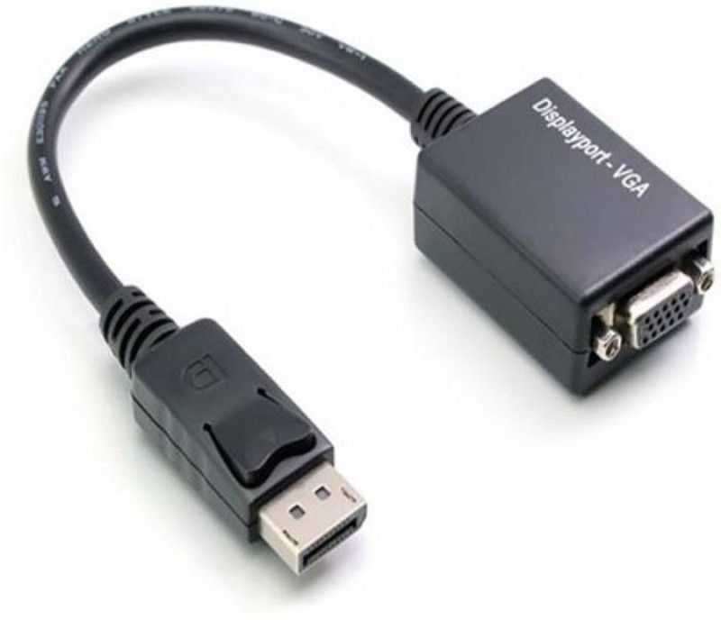 microware HDMI Cable 0.254 m Display Port Male To VGA Female HDMI Cable  (Compatible with Laptop, VGA External Screen, Black)