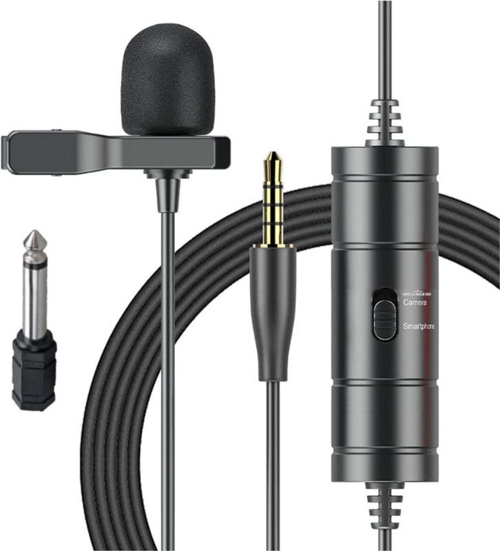 LUTENET New Microphone For youtubers Lapel Clip on microphone 3.5mm jack ( Cable 6mt ) With 1/4 Adapter Original mic  (Black)