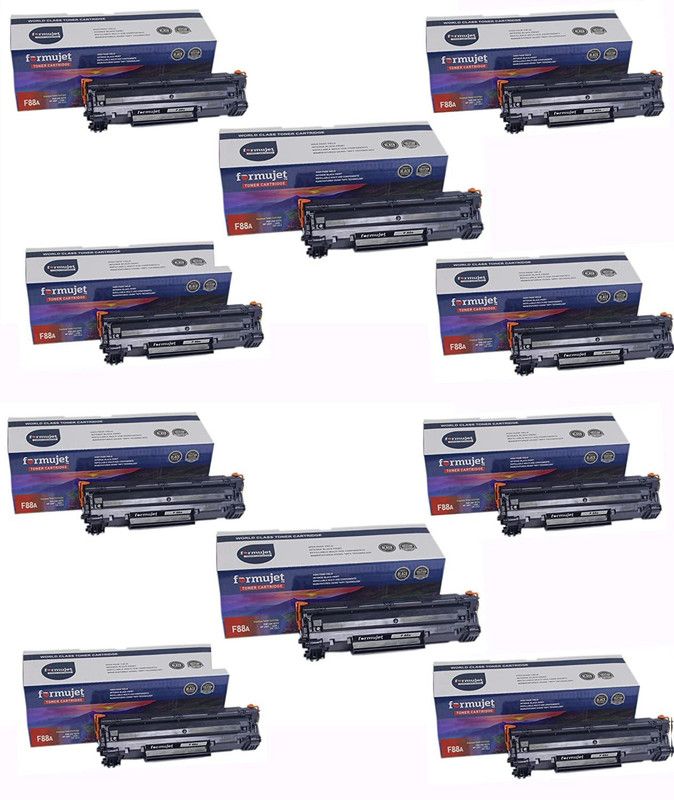 Formujet F 88A Toner Cartridge (Set of 10) Compatible for HP Laser Jet P1007, P1008, P1106, P1108, M202, M202n, M202dw, M126nw, M128fn, M128fw, M226dw, M226dn, M1136, M1213nf, M1216nfh, M1218 NFS Black Ink Cartridge