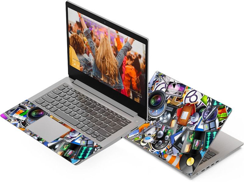 Anweshas Camera Sticker Bomb Full Panel Laptop Skins Upto 15.6 inch - No Residue, Bubble Free - Removable HD Quality Printed Vinyl/Sticker/Cover Compatible For Self Adhesive Vinyl Laptop Decal 15.6