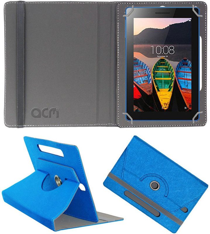 ACM Book Cover for Lenovo Tab 3 7 Essential Designer Rotating Case  (Blue)
