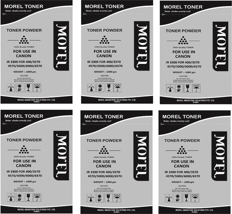 MOREL TONER POWDER 1 KG FOR USE IN CANON IR 3300 / 400 / 3570 / 4570 / 5000 / 6000 / 6570 PACK OF 6 Black Ink Toner