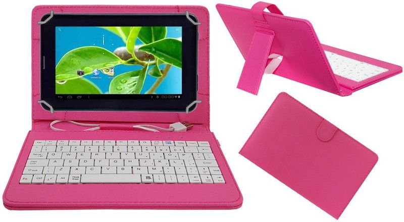 ACM Keyboard Case for Datawind Ubislate 7dcx+ Plus  (Pink, Cases with Holder, Pack of: 1)