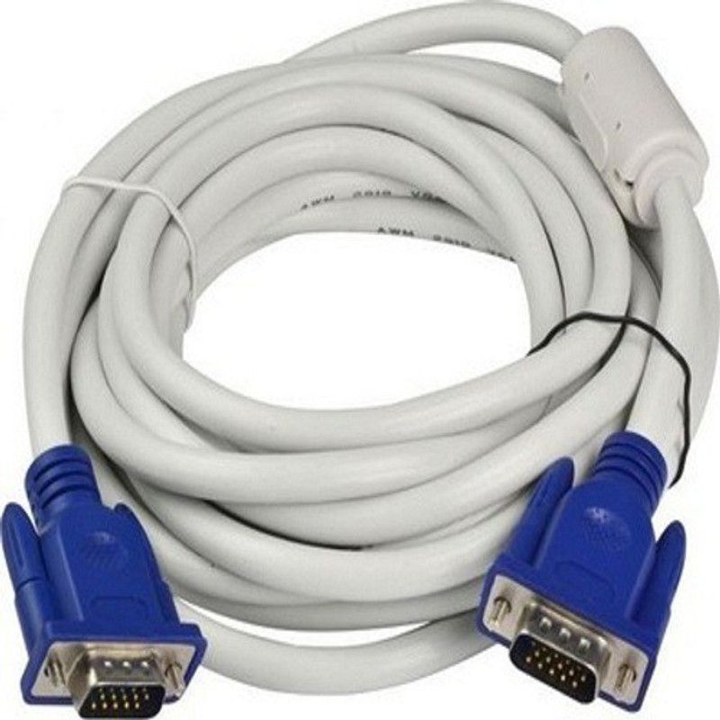 MME VGA Cable 5 A 5 m COPPER High Resolution High Quality 15 PIN MALE TO MALE 5 METER VGA CABLE Compatible VGA Cable (COMPUTER, Laptop, Gaming Device)  (Compatible with COMPUTERS, PC, TV, LED, LCD, PROJECTORS, White, One Cable)
