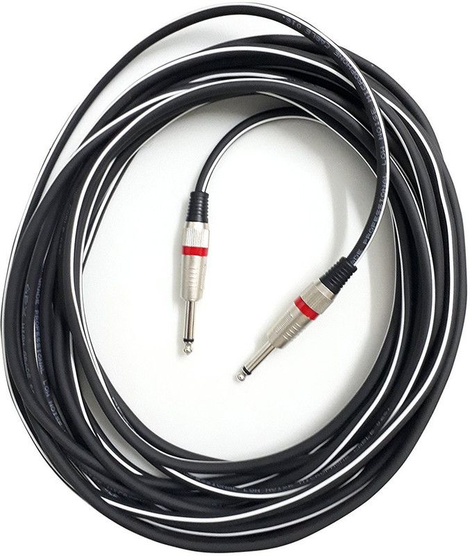 SeCro Premium 6.35mm (1/4 inch) Male to 6.35mm (1/4 inch) Male Mono Plug Cable (10 Meters) Microphone Cable  (Black)