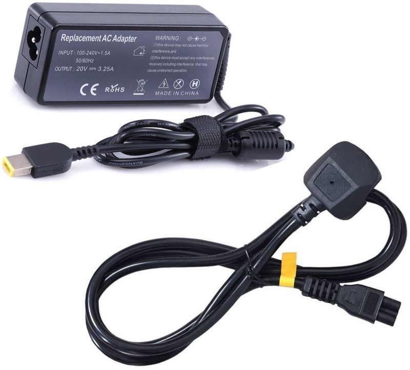 VGTECH Laptop adapter Compatible with Edge E431 6277-BYU/T440 20B70005/X1 Carbon 3444-G7U 65 W Adapter  (Power Cord Included)