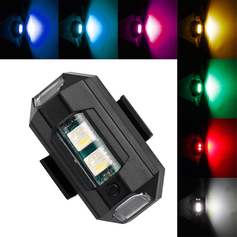 MOOZMOB Aircraft Light for Helmet Drone Bike Car and Number Plate Strobe Light for Bikes with 7 Colors + Flashing Modes Small LED Light for Helmets Bikes and Drones Led Light  (Black)