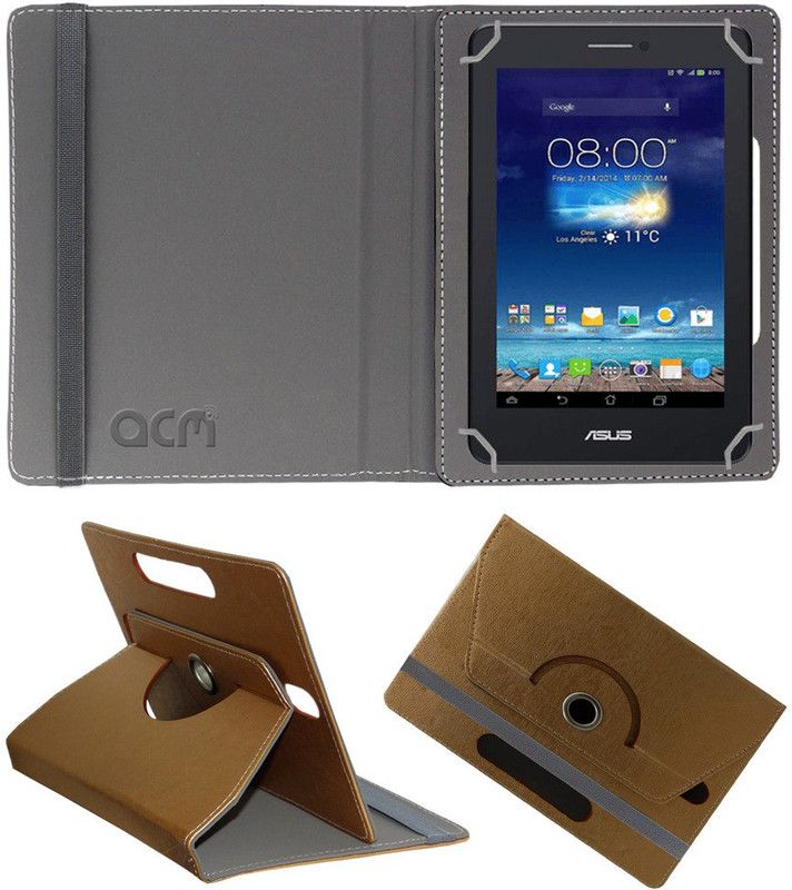 ACM Flip Cover for Asus Fonepad 7 ME372CG  (Gold, Cases with Holder, Pack of: 1)