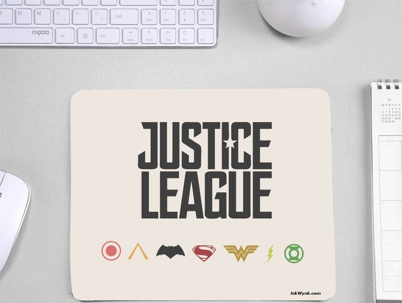 InkWynk Justice League Theme Designer Non Slip Student Mousepad  (White)
