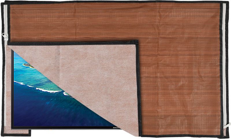 KUBER INDUSTRIES PVC Wooden Print Waterproof & Dustproof TV Cover, for 31 cm Dot Print - 54KM04288  (Brown)