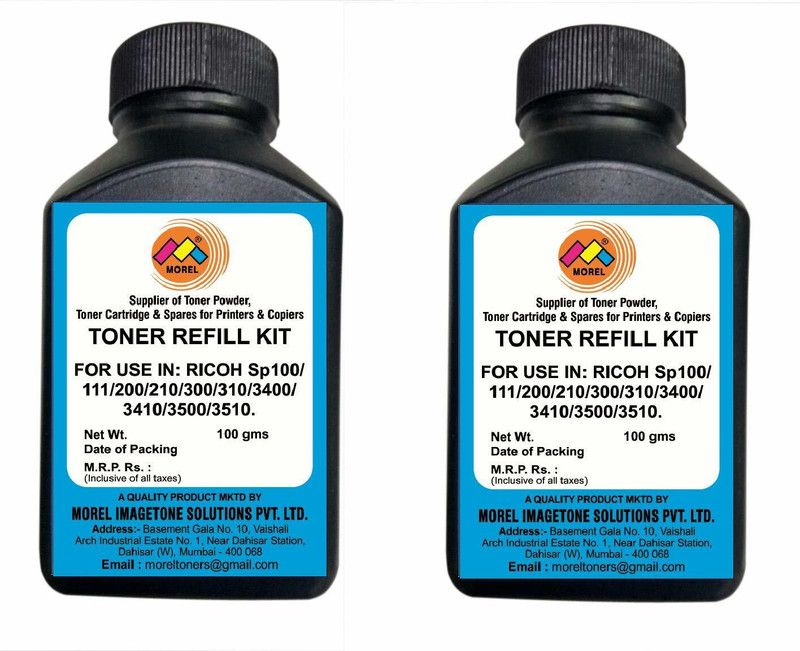 MOREL SP100 Toner Powder for USE in RICOH SP111 / SP200 / SP210 / SP300 / SP310 / 3400/3410 / 3500/3510 Printers Pack of 2 Black Ink Toner Powder