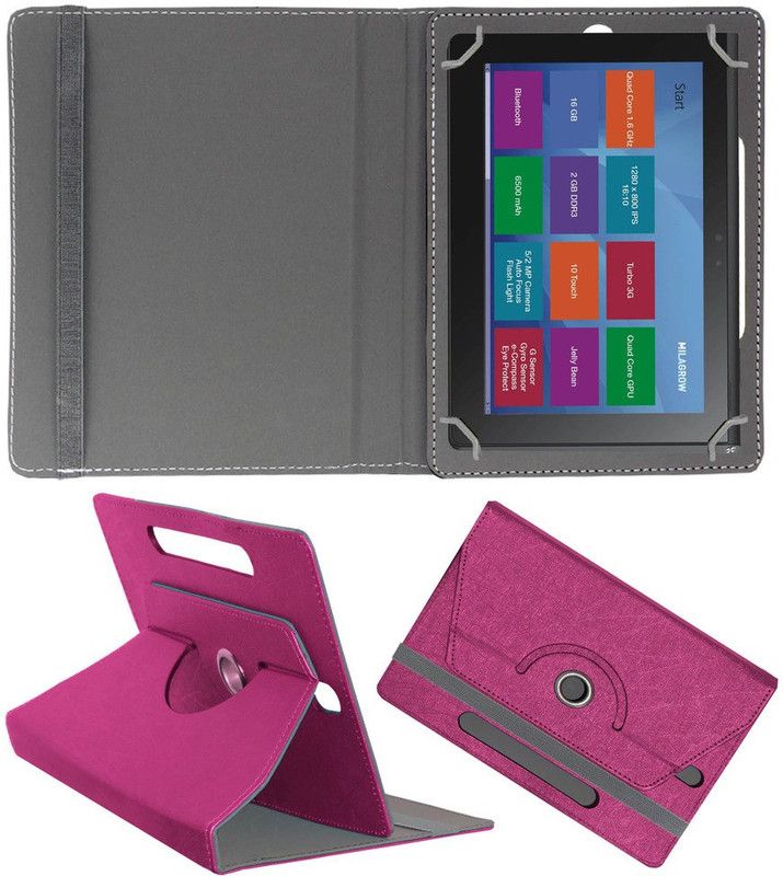 ACM Flip Cover for Milagrow M8 Pro  (Pink, Cases with Holder, Pack of: 1)