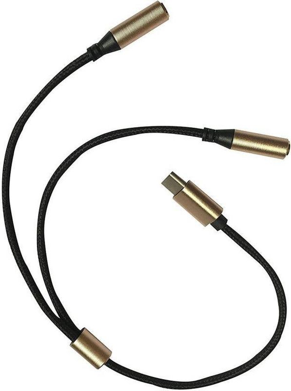 OLECTRA Type-C Male to DUAL 3.5mm Female Jack AUDIO PORT Earphone Headphone USB Adapter (Black) Type-C Male to DUAL 3.5mm Female Jack AUDIO PORT Earphone Headphone USB Adapter USB Cable  (Multicolor)